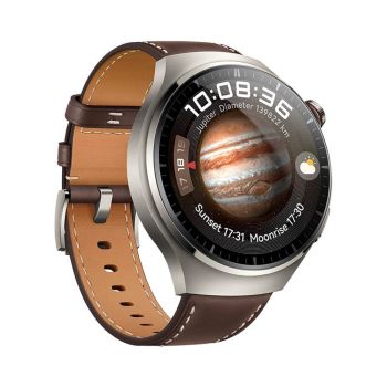 HUAWEI WATCH 4 Pro LTE eSim Calling Titanium Alloy Case - Dark Brown Leather Strap
