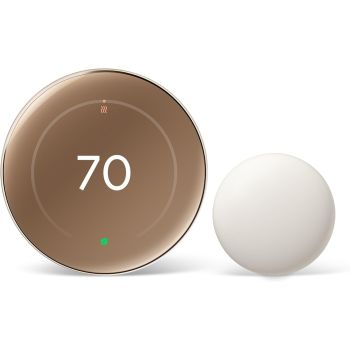 Google Nest Learning Thermostat 4th Generation With Nest Temperature Sensor 2nd Generation - TDRA Approved - Polished Gold